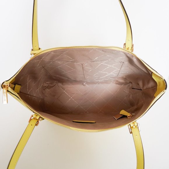 Michael Kors Ciara L Leather Tote Yellow Sunshine - Picture 11 of 12